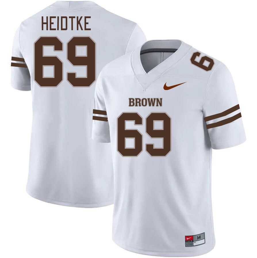 Men-Youth #69 AJ Heidtke 2023 Brown Bears College Football Jerseys Stitched-White